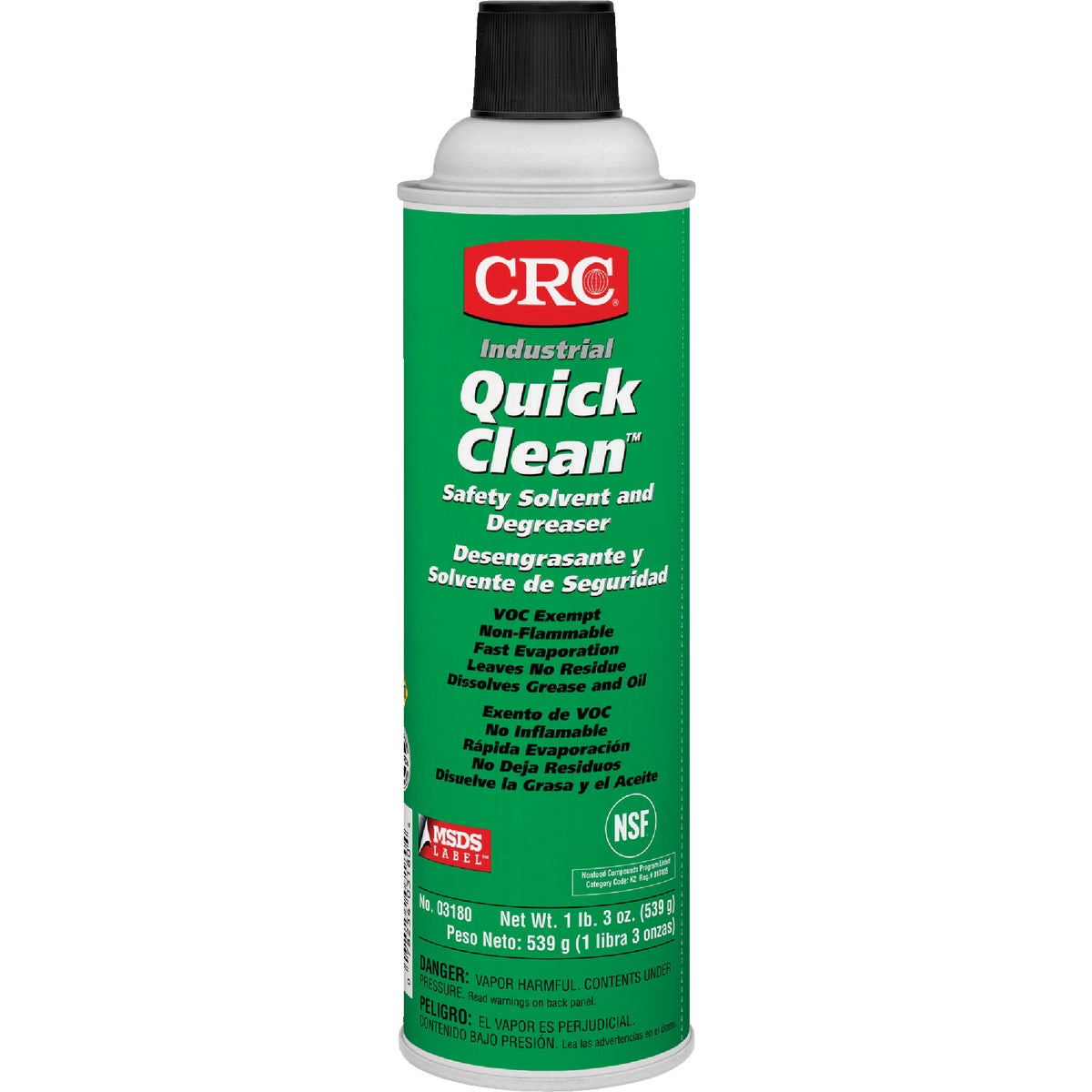 Item 591432, Quick Clean effective degreasing action with fast evaporation and no 