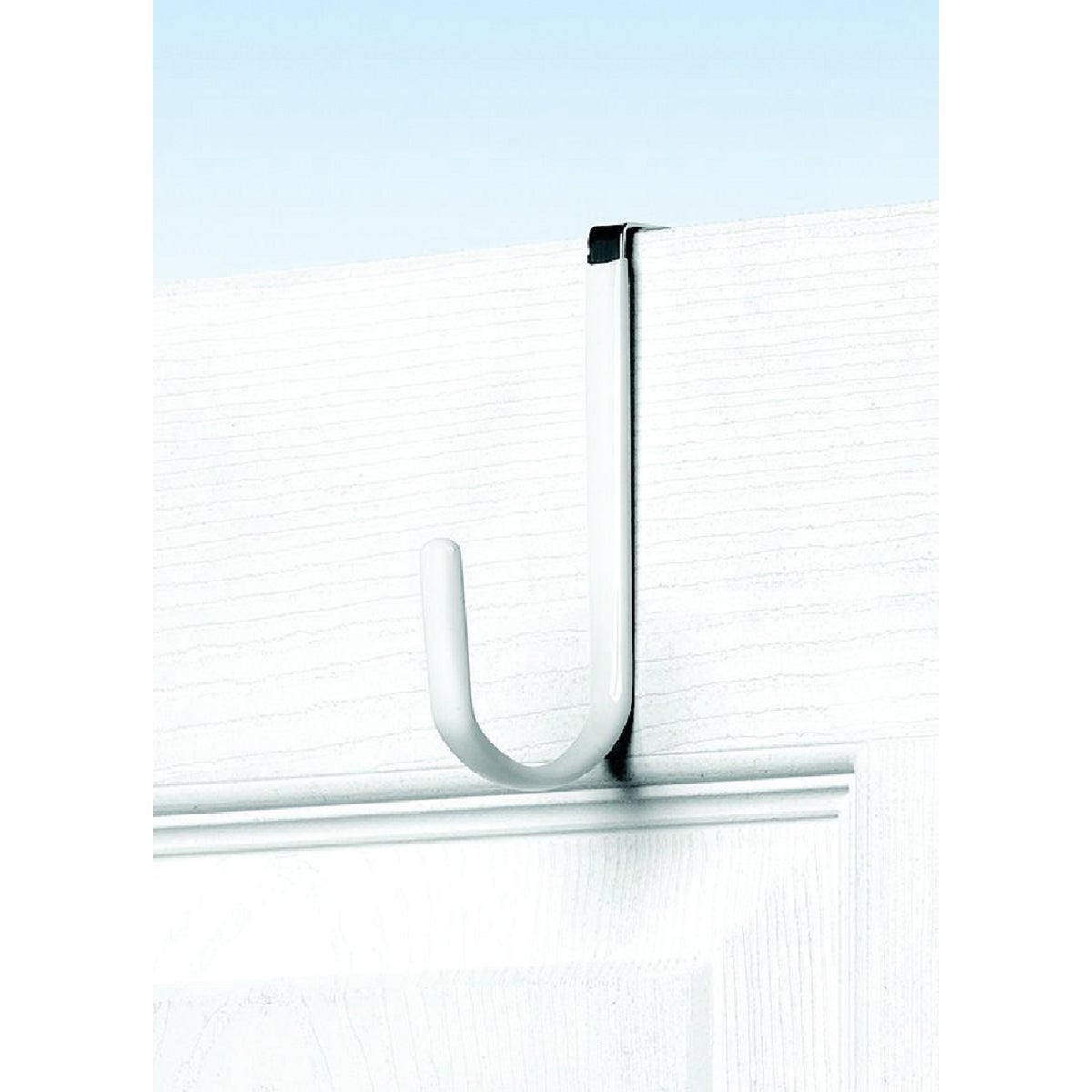 Item 600004, Metal hook. White. Vinyl coated. 4-3/4" H. x 7/16" W. x 4" D.