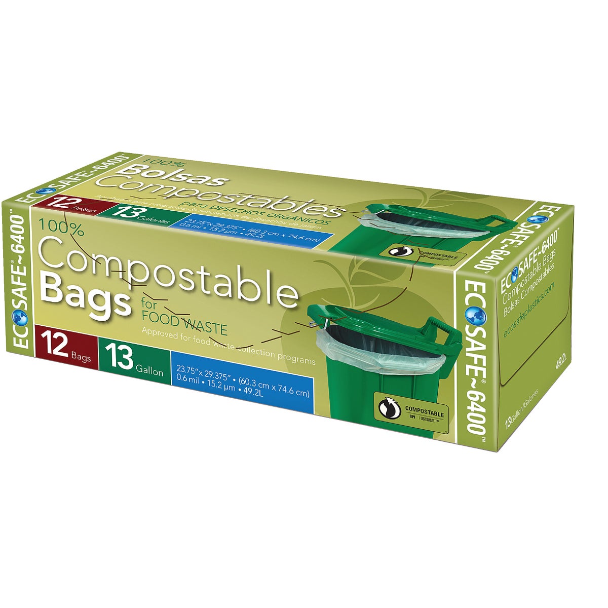 Item 600029, Biodegradable and compostable bags meet ASTM D6400 Standard specification 