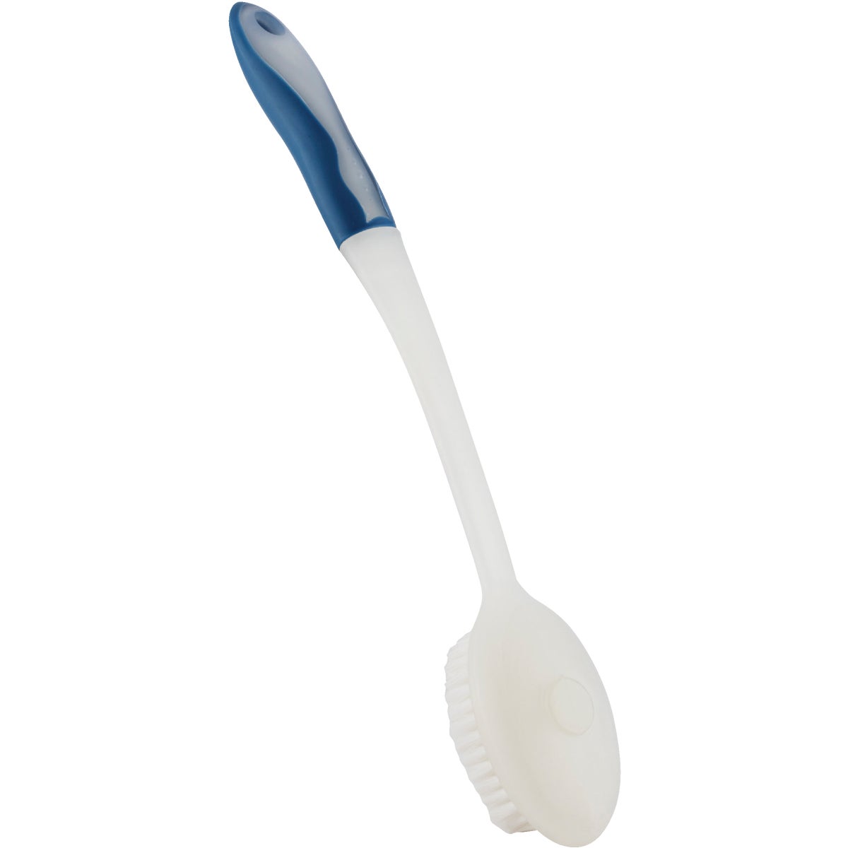 Item 600529, 16-inch bath brush has a 10-3/4-inch long TPE handle with soft 