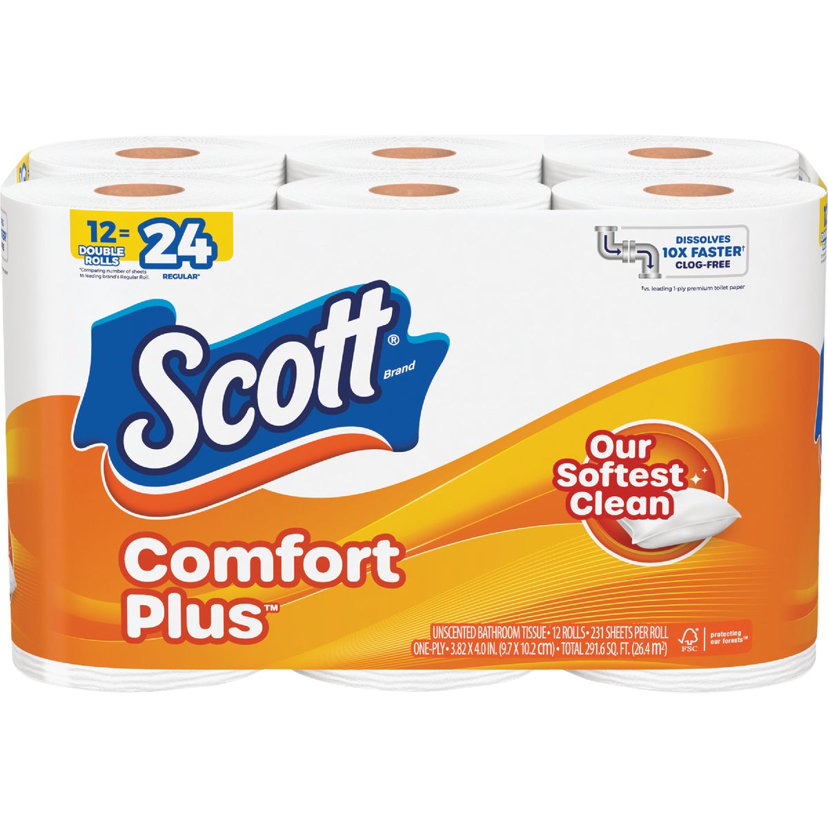 Item 600537, Scott ComfortPlus toilet paper is the only 1-layer bath tissue that offers 