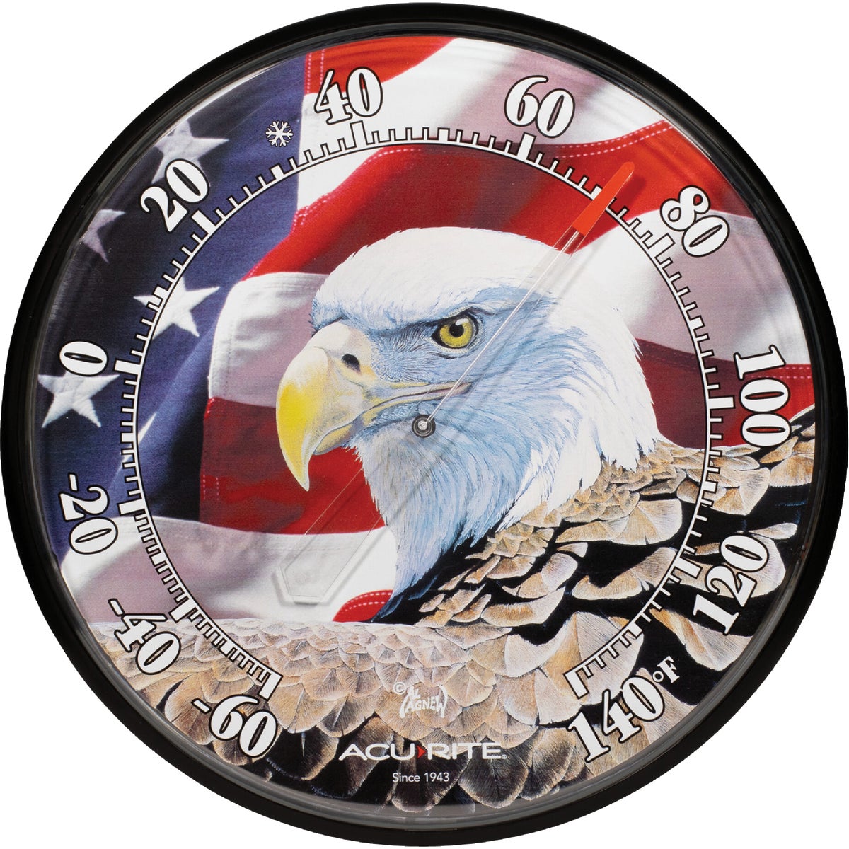 Item 600845, Thermometer captures the patriotic imagery of the American eagle on the 