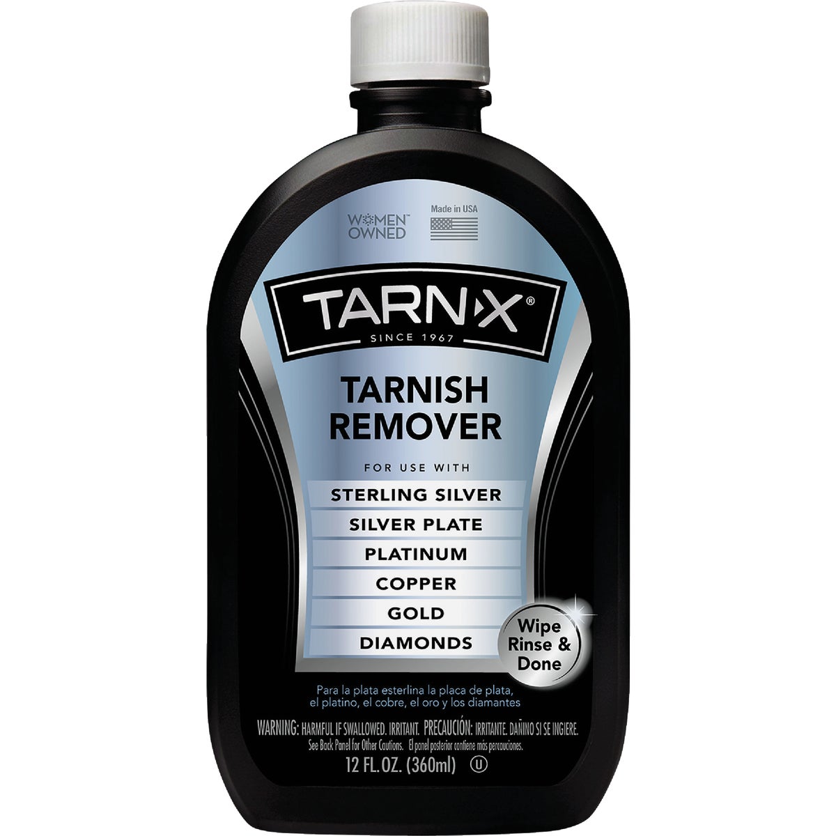 Item 601004, Removes tarnish quickly and easily - just wipe and rinse .