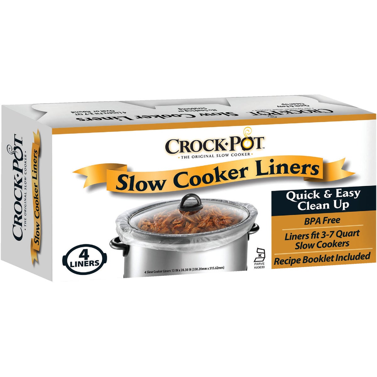 Item 601178, Liners fit 3 to 7 quart slow cookers for quick and easy cleanup.