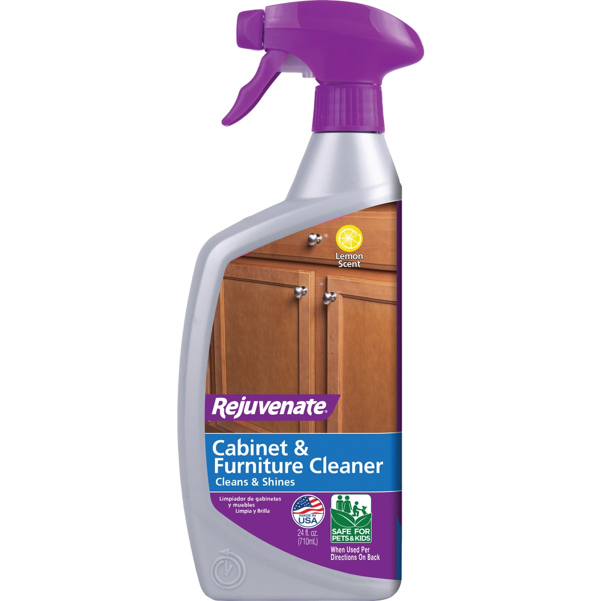 Item 601208, Rejuvenate Cabinet and Furniture Cleaner is how to clean wood cabinets and 