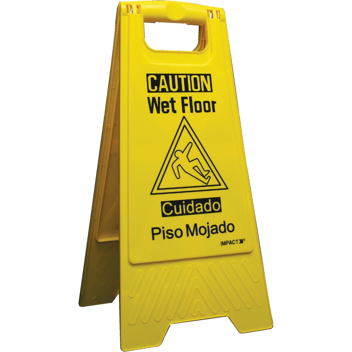 Item 601388, High visibility wet floor sign. Secures areas that need marked off.