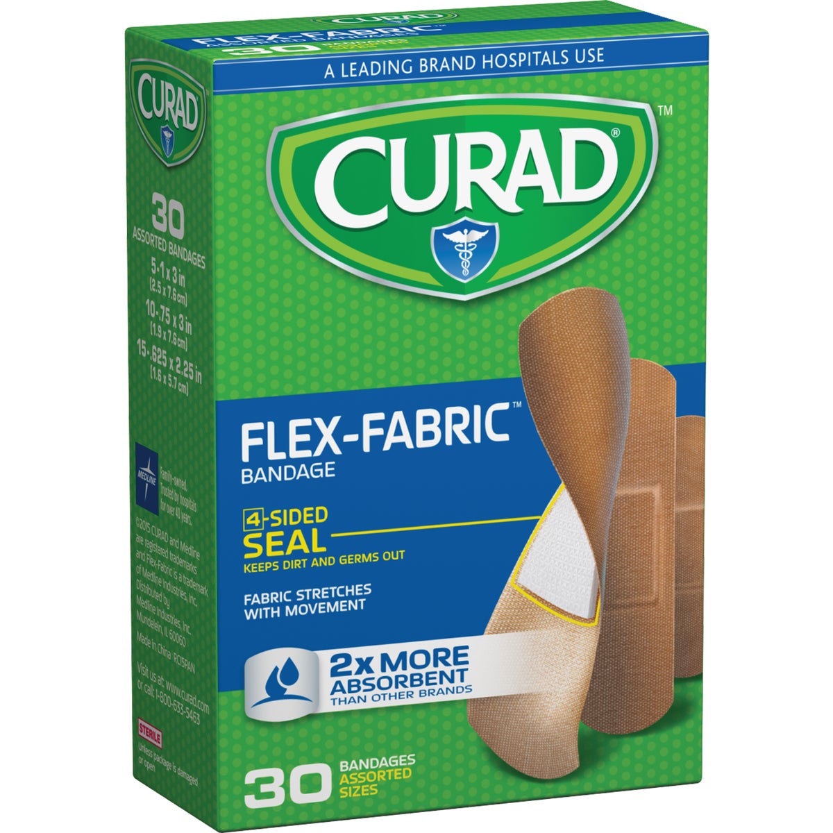 Item 602131, Flex-Fabric sterile bandages are made of woven fabric designed to stretch, 