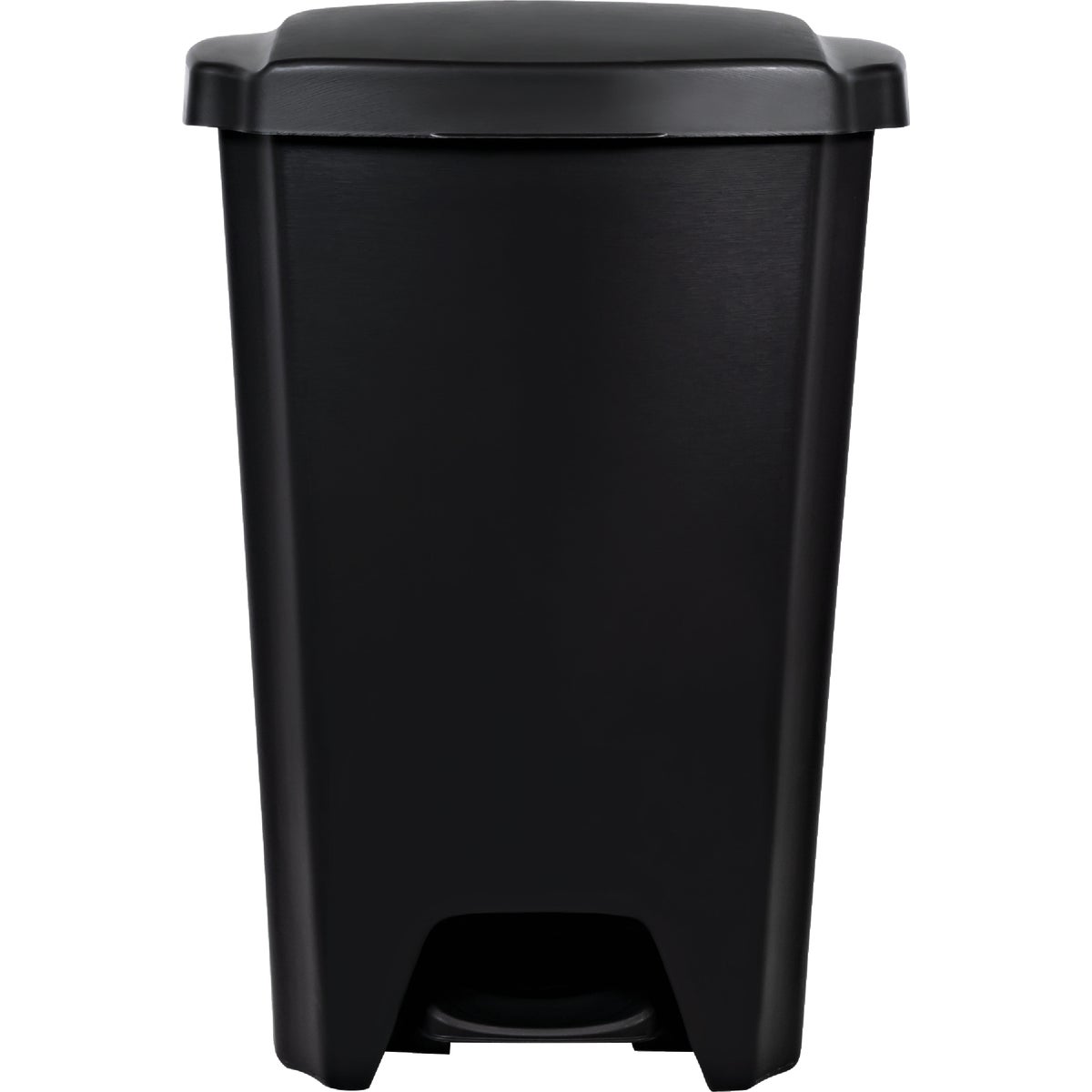 Item 602151, Foot operated, hands-free wastebasket has a wide opening. Keep a 13 Gal.