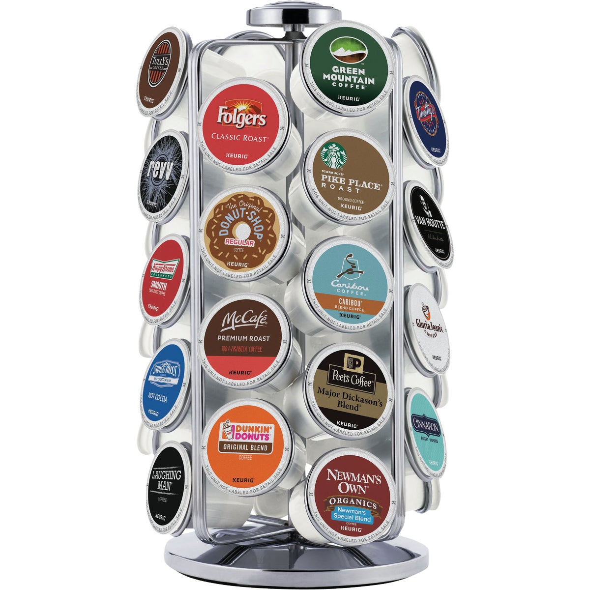 Item 602695, Slim, space saving K-Cup carousel is made of high quality metal with a 