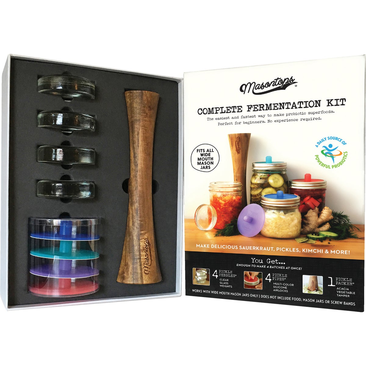 Item 602820, Masontops fermentation kit makes fermenting your own vegetables quick and 