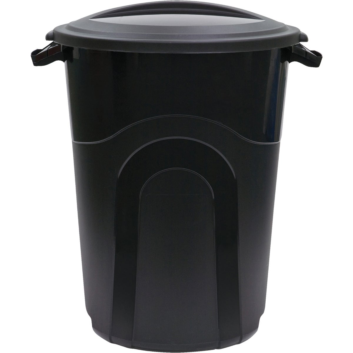 Item 603571, Durable outdoor trash can.