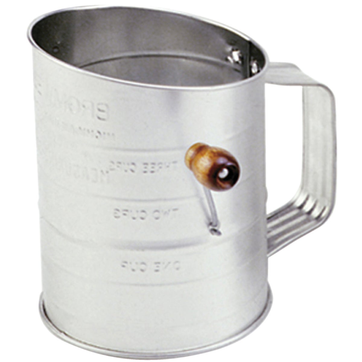 Item 604108, Norpros Flour Sifter consists of stainless steel material making it very 