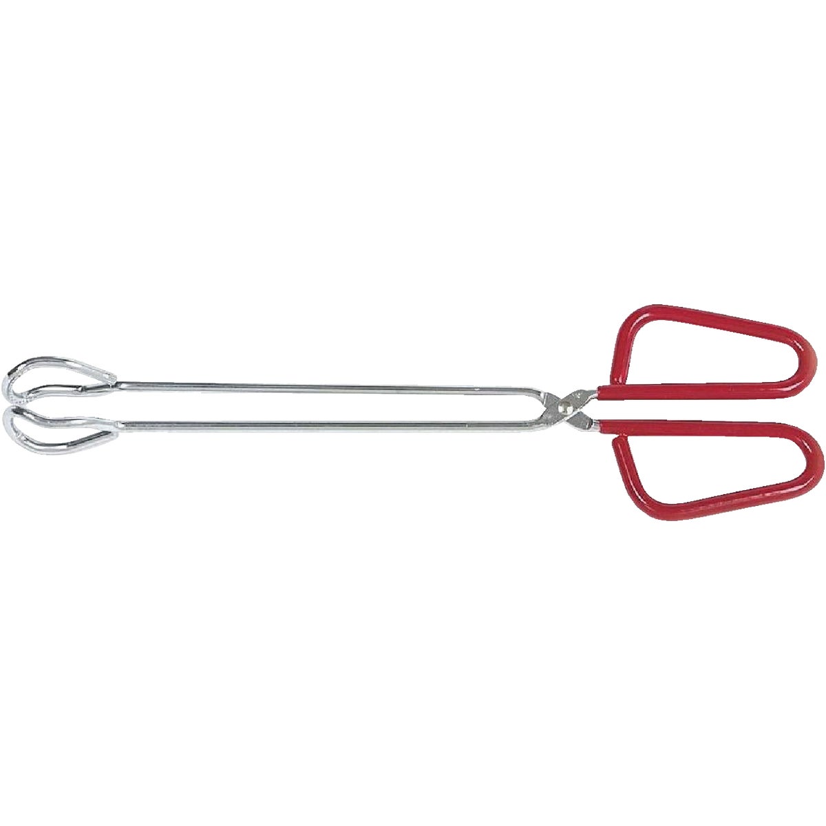Item 604215, 12 In. long with heat-resistant serving tongs with red handles.