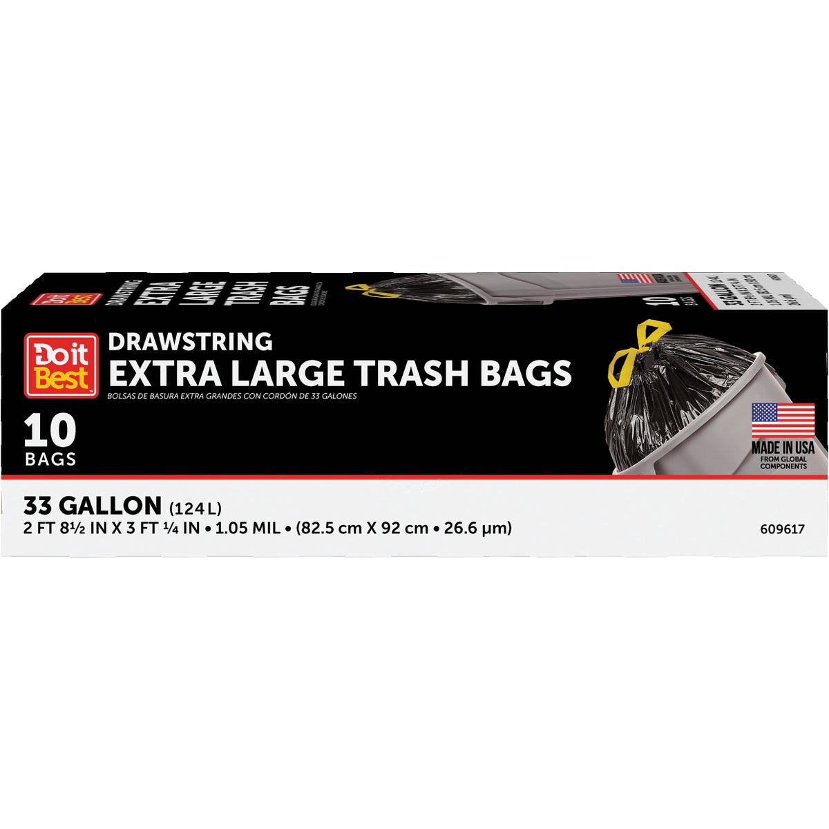 Item 609617, The Do it Best 33 Gallon Extra Large Trash Bags are designed for big 