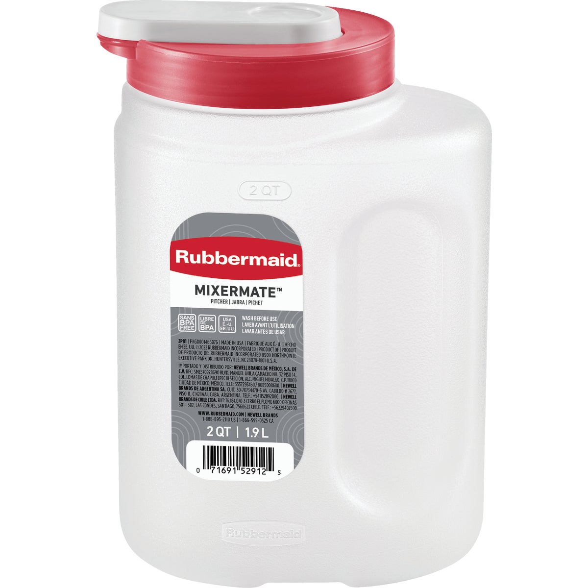 Item 614892, Mix, shake, store, and serve with the Rubbermaid MixerMate Pitcher.