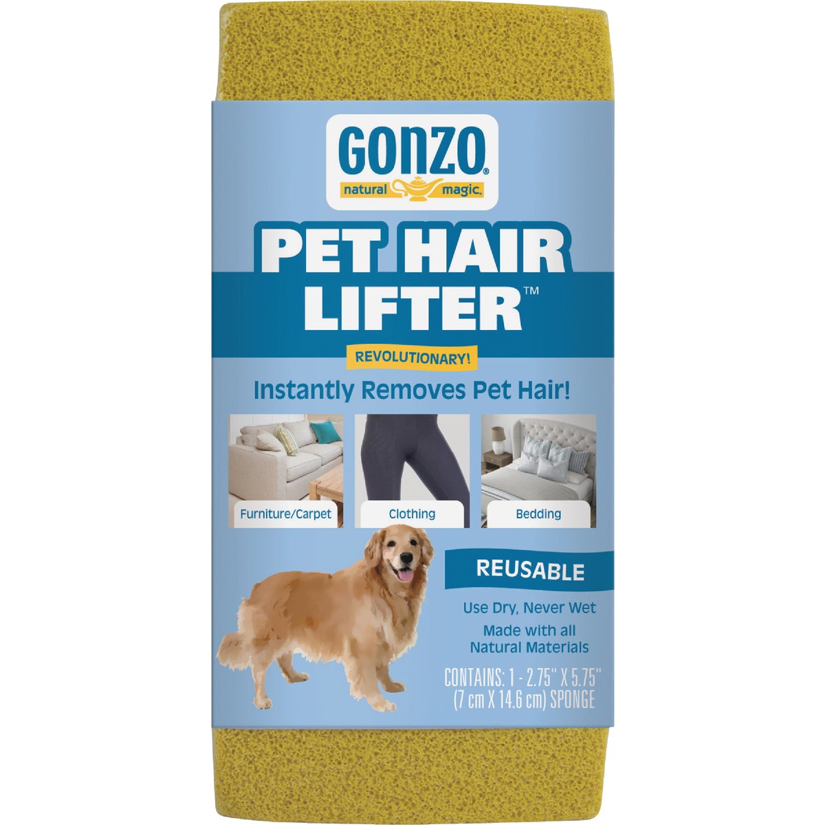 Item 614909, Instantly removes pet hair from carpets, upholstery, clothing, drapes, 