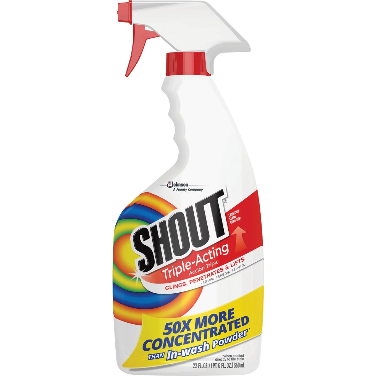 Item 617167, Shout formula stain remover combines the cleaning power of lemon with stain