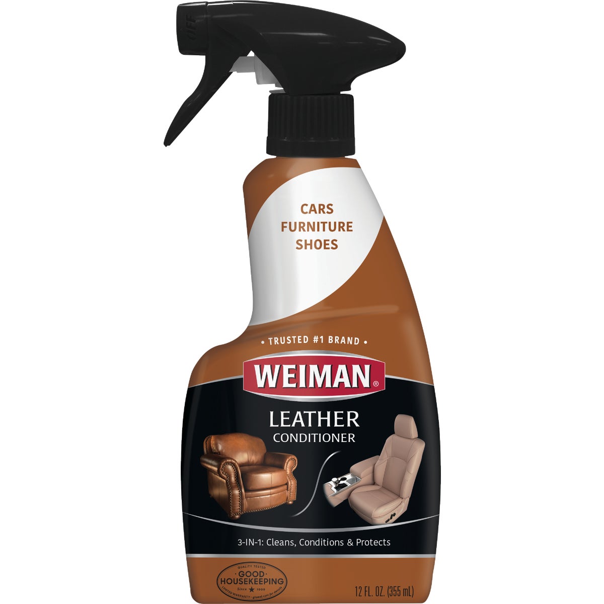 Item 617903, Leather cleaner trigger cleans, moisturizes, and conditions finished 