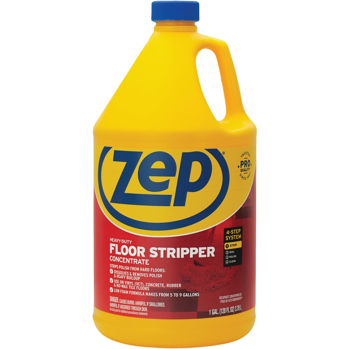 Item 618748, Zep low foam heavy-duty floor stripper concentrate. Ammonia-free.