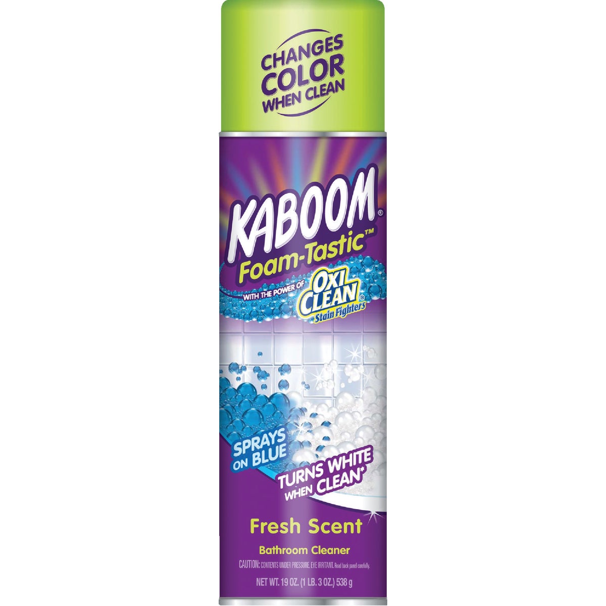 Item 620411, Kaboom Foam-Tastic with OxiClean stain fighters.