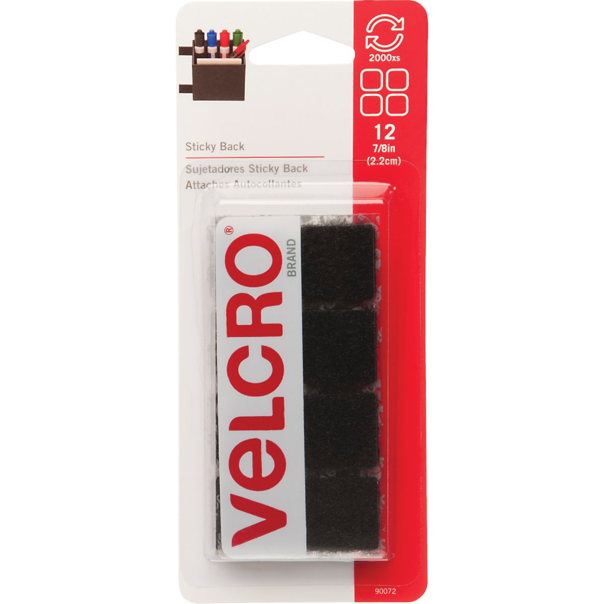 Item 623385, 7/8 In. adhesive backing VELCRO brand squares.