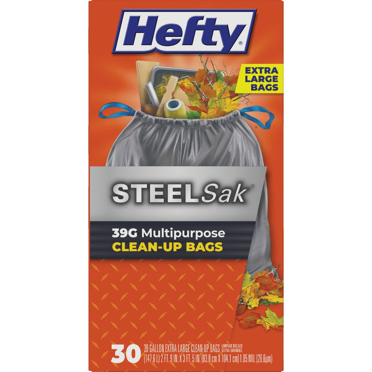 Item 629669, Steel Sak heavy duty trash bags are tear and puncture resistant.