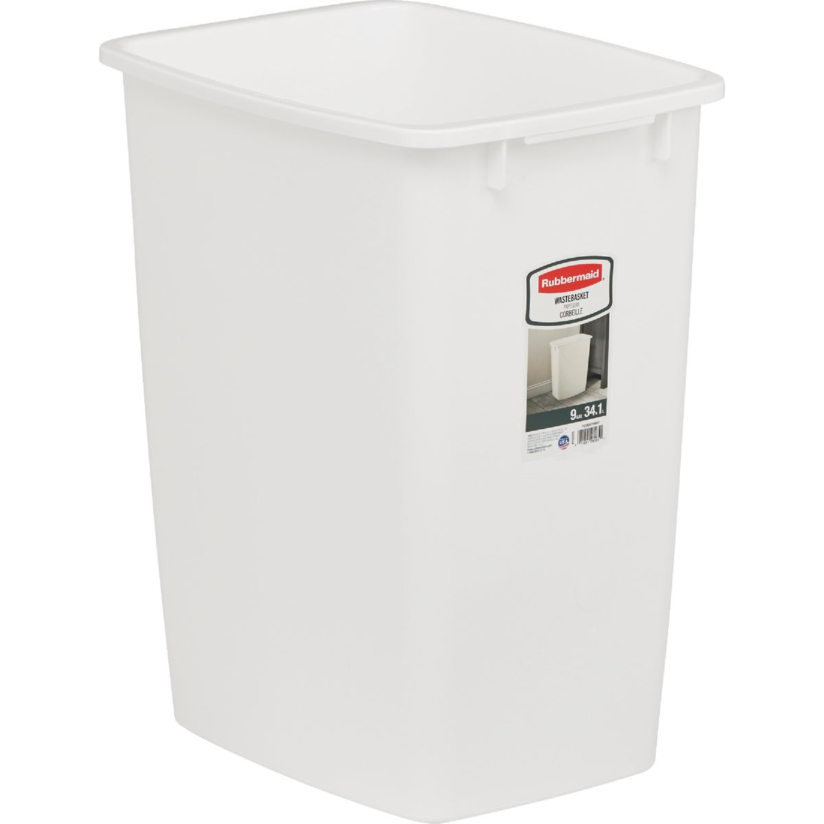 Item 637858, Durable, lightweight wastebasket features extra-tough rim and sides that 