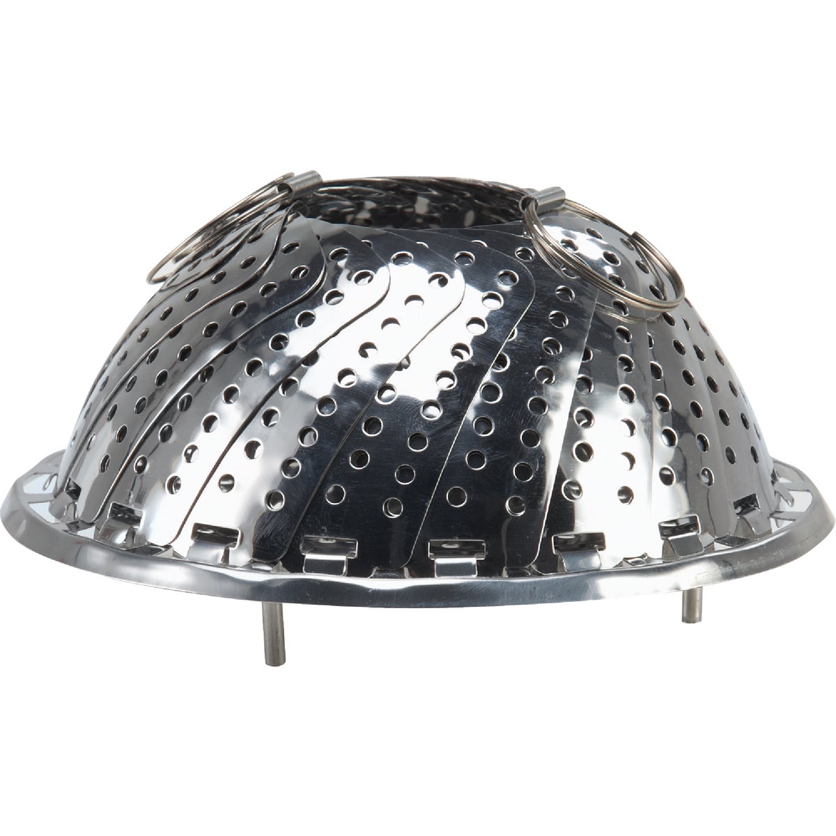 Item 640875, Stainless steel, no post design steamer basket expands from 5-1/2 In.