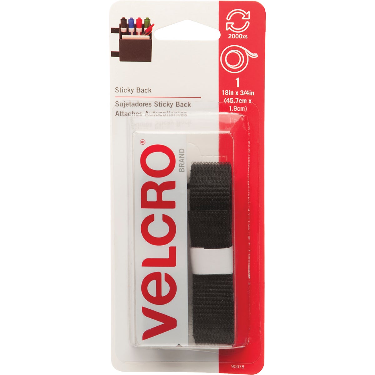 Item 644471, Adhesive backing VELCRO brand fasteners for smooth surface.