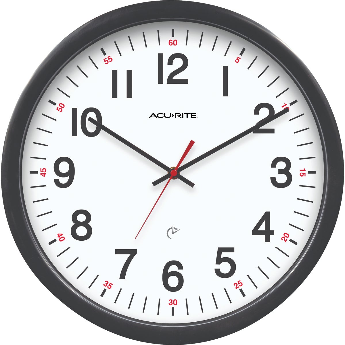 Item 650039, 14-1/2 In. Set &amp; Forget AcuRite office wall clock.