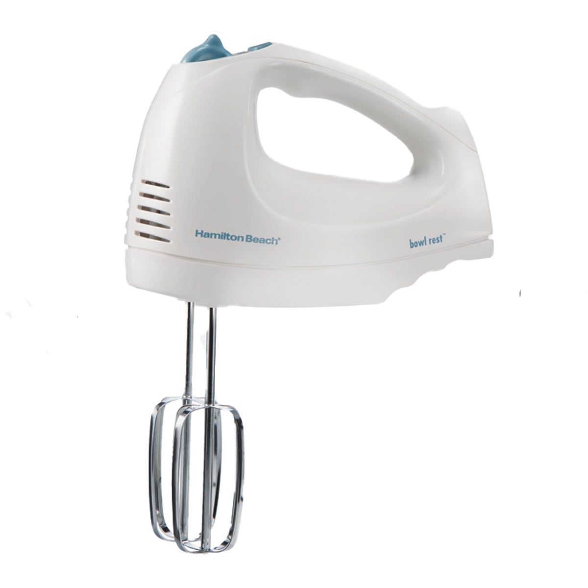 Hamilton Beach White 6 Speed Hand Mixer with Beaters, Whisk, and Easy  Access Snap-On Case 62695V