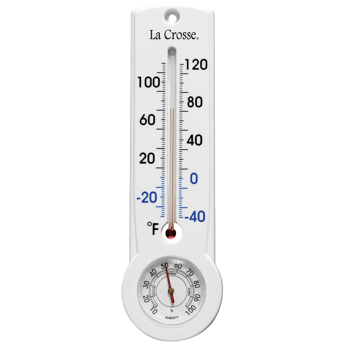Item 650212, Measures temperature and humidity. Mercury-free, weatherproof thermometer.