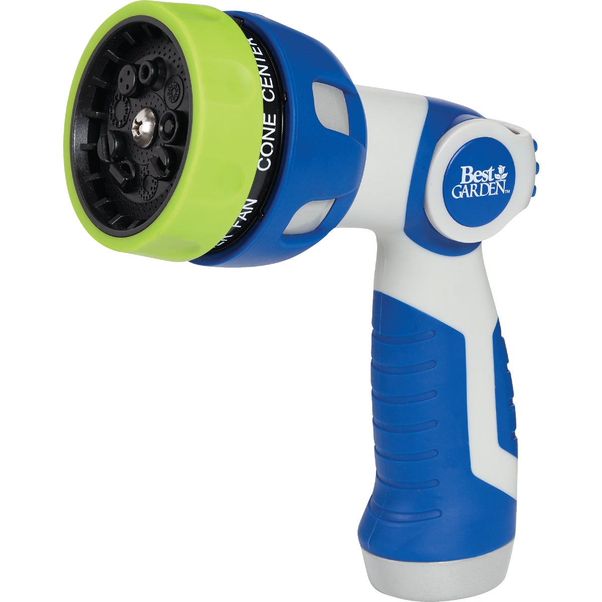 Item 700413, Multi-pattern nozzle featuring metal core with over mold for comfort grip.