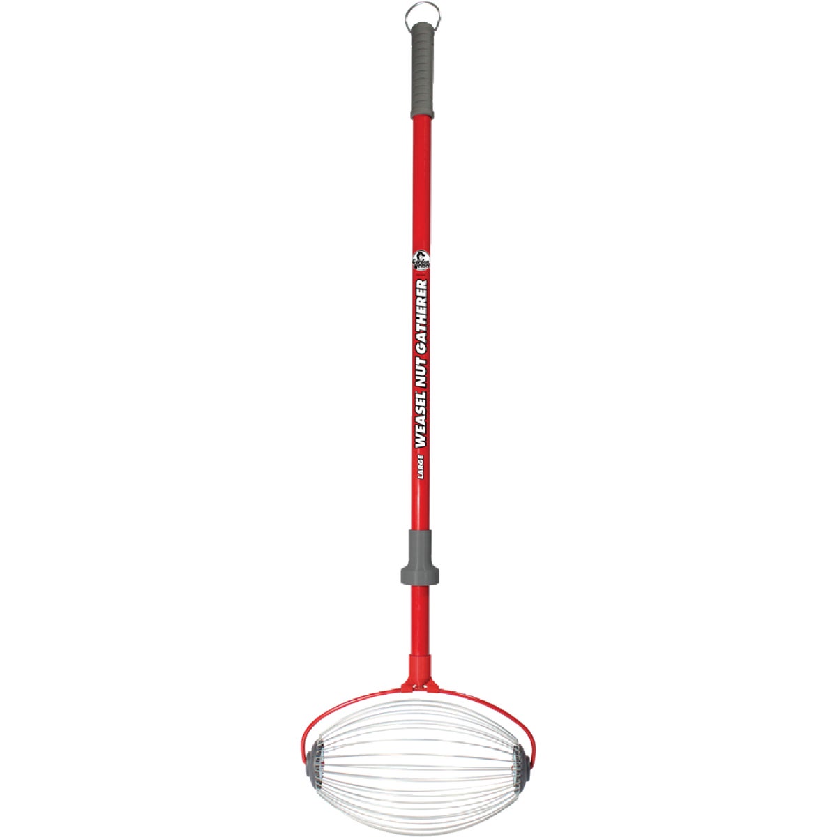 Item 700682, The large capacity nut gathering tool has an extra large durable steel wire