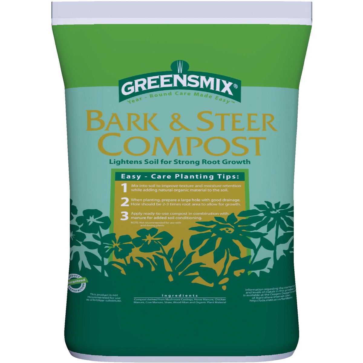 Item 701594, Greensmix Bark &amp; Steer compost.