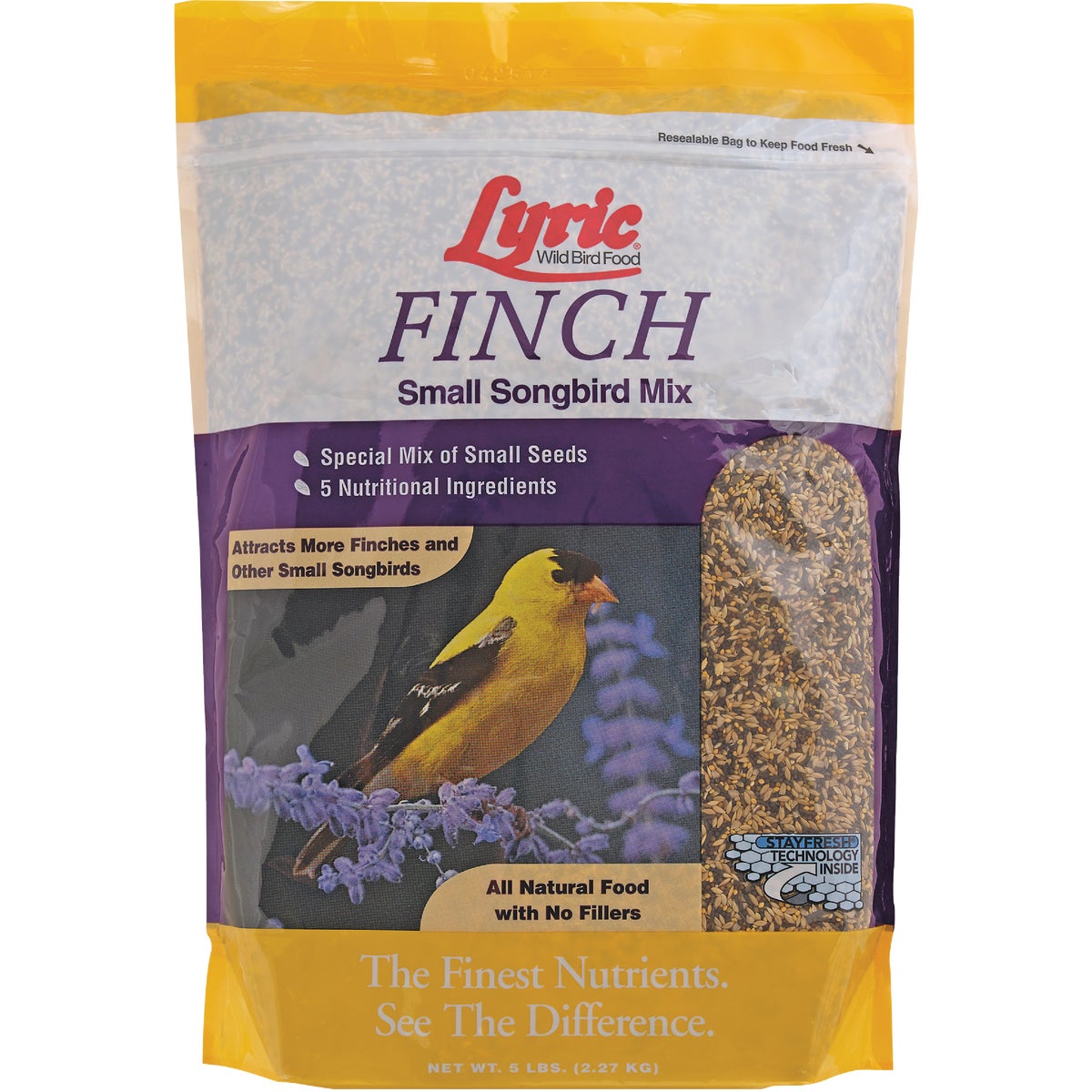 Item 701852, Small songbird bird seed mix attracts brilliant little birds with seeds 