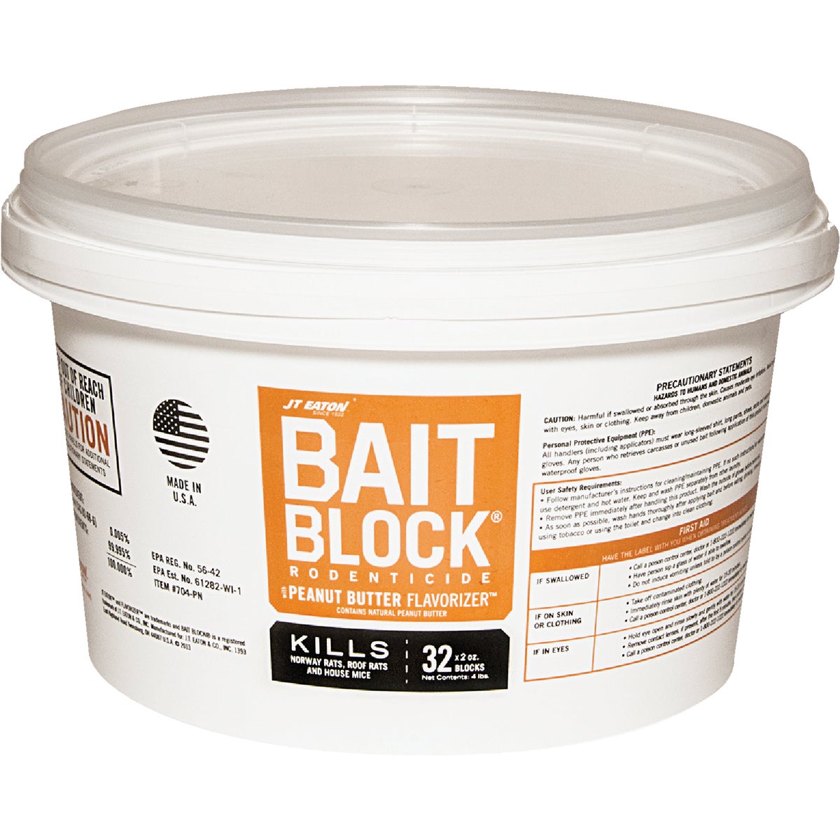 Item 701905, Peanut butter flavor Bait Block for rats and mice.