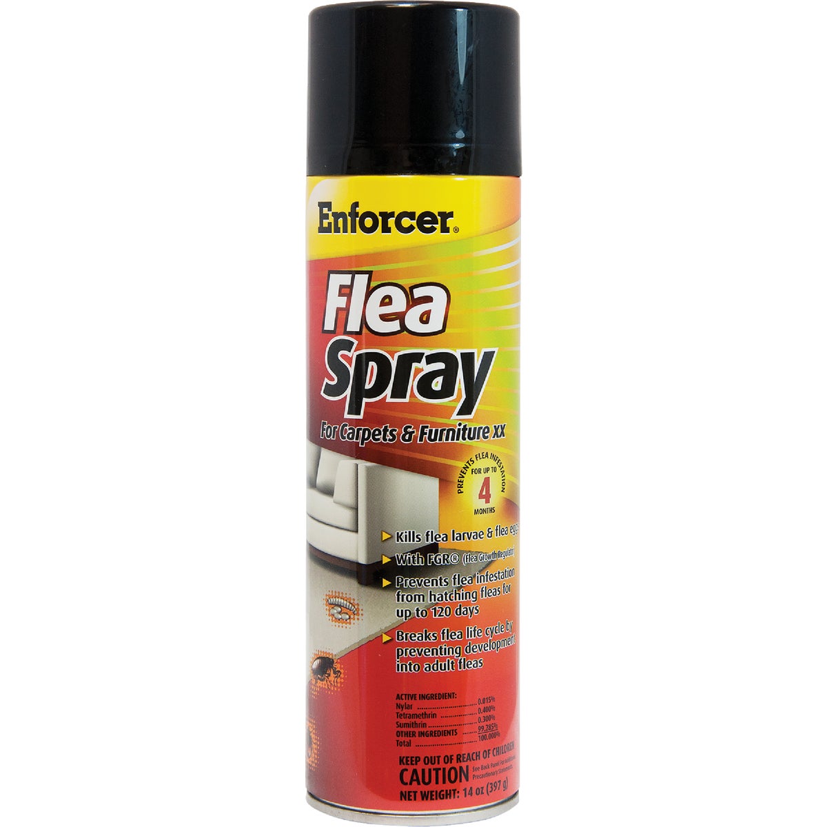 Item 702110, Ideal flea spray for carpets and furniture featuring flea growth regulator