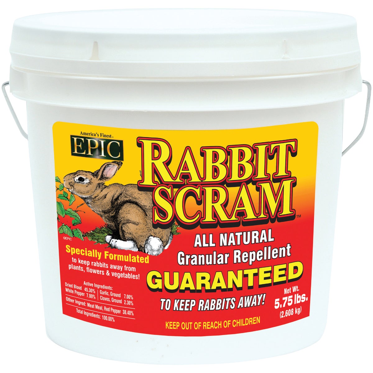 Item 702143, Specially formulated to keep rabbits away from vegetables and plants.