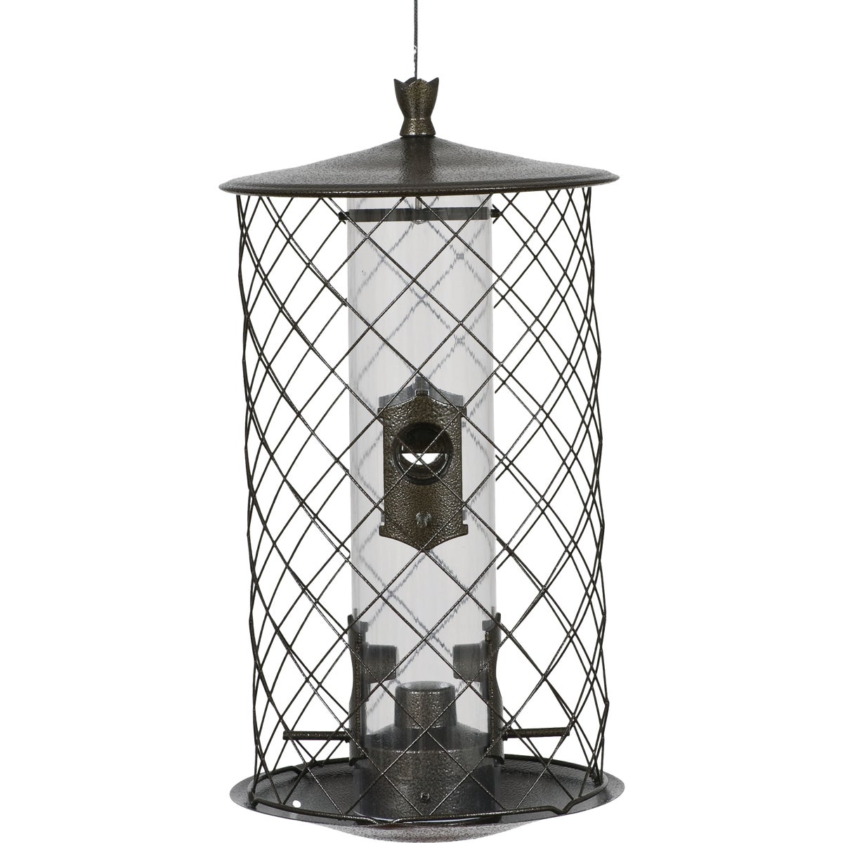 Item 702614, The Preserve Feeder features a decorative metal top, feeding ports, perches