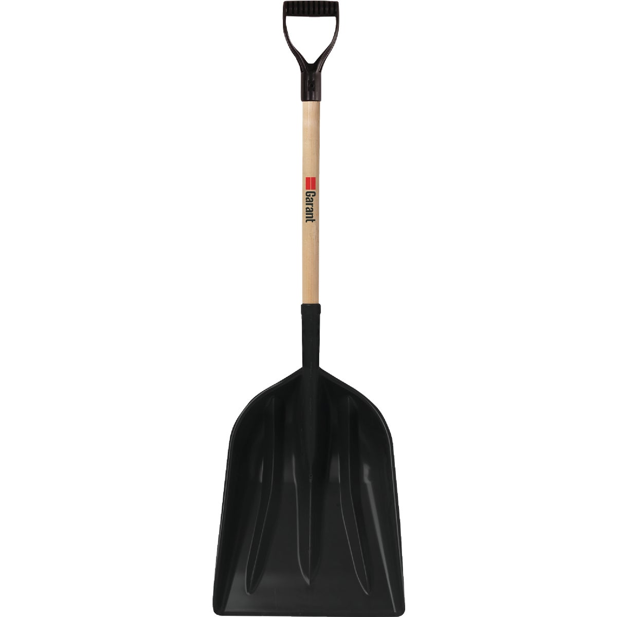 Item 703033, Grain scoop, poly playde #12, black poly D-grip,  wood handle.