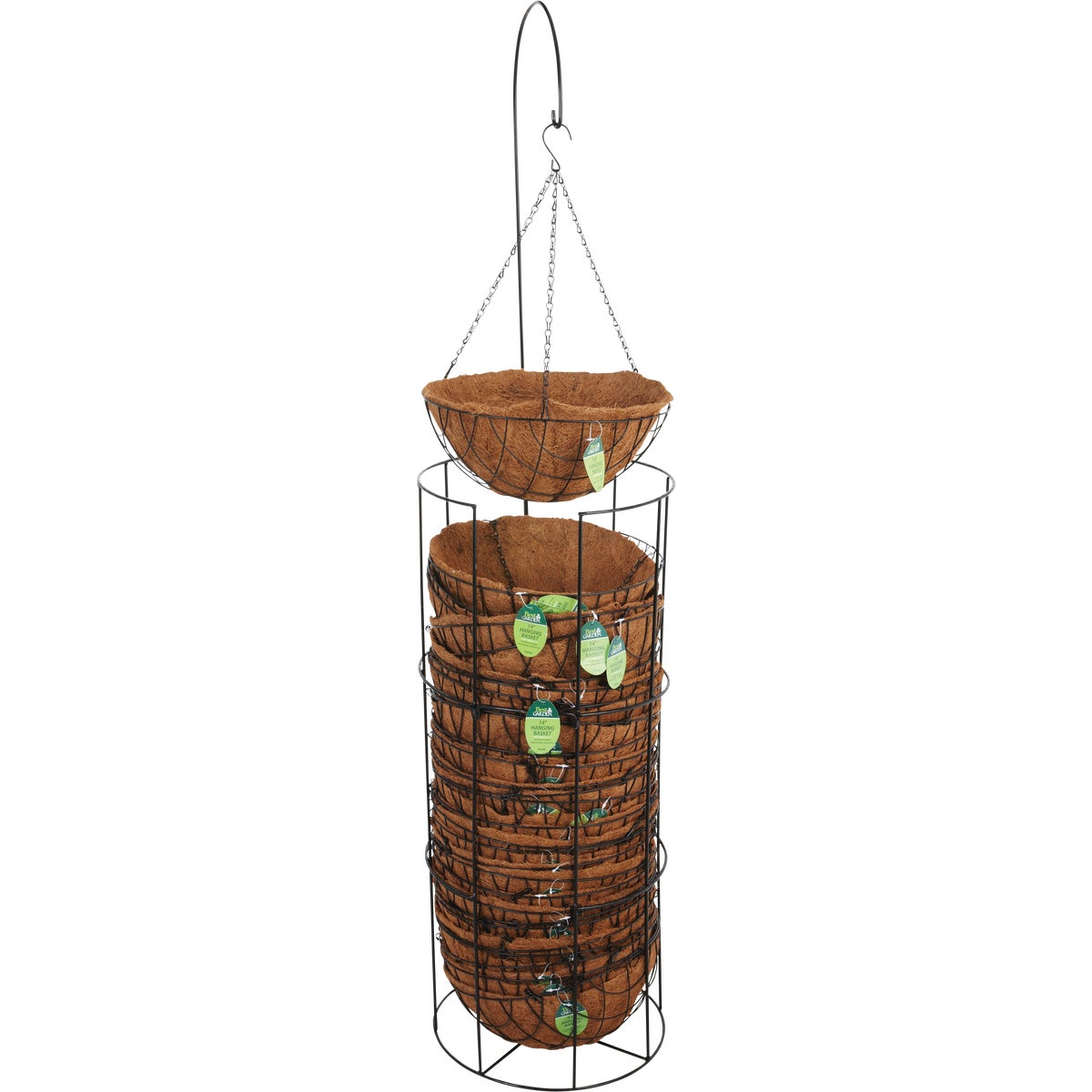 Item 703244, 30-piece display with rack. Features 14-inch round hanging basket.