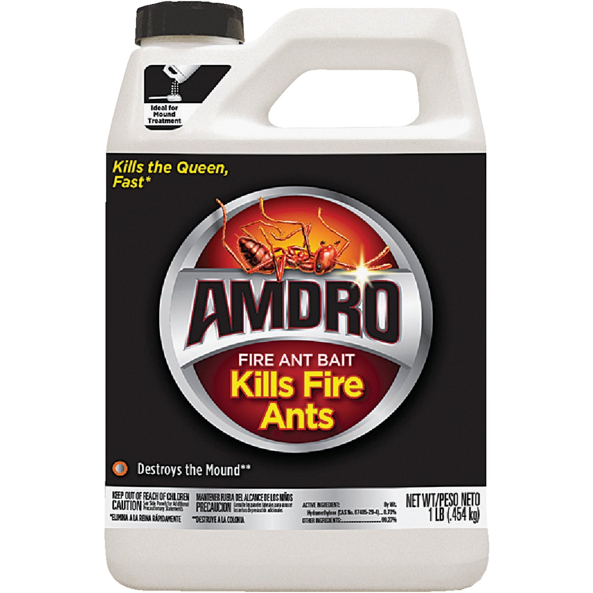 Item 703443, Amdro fire ant killer. Apply when ants are active.