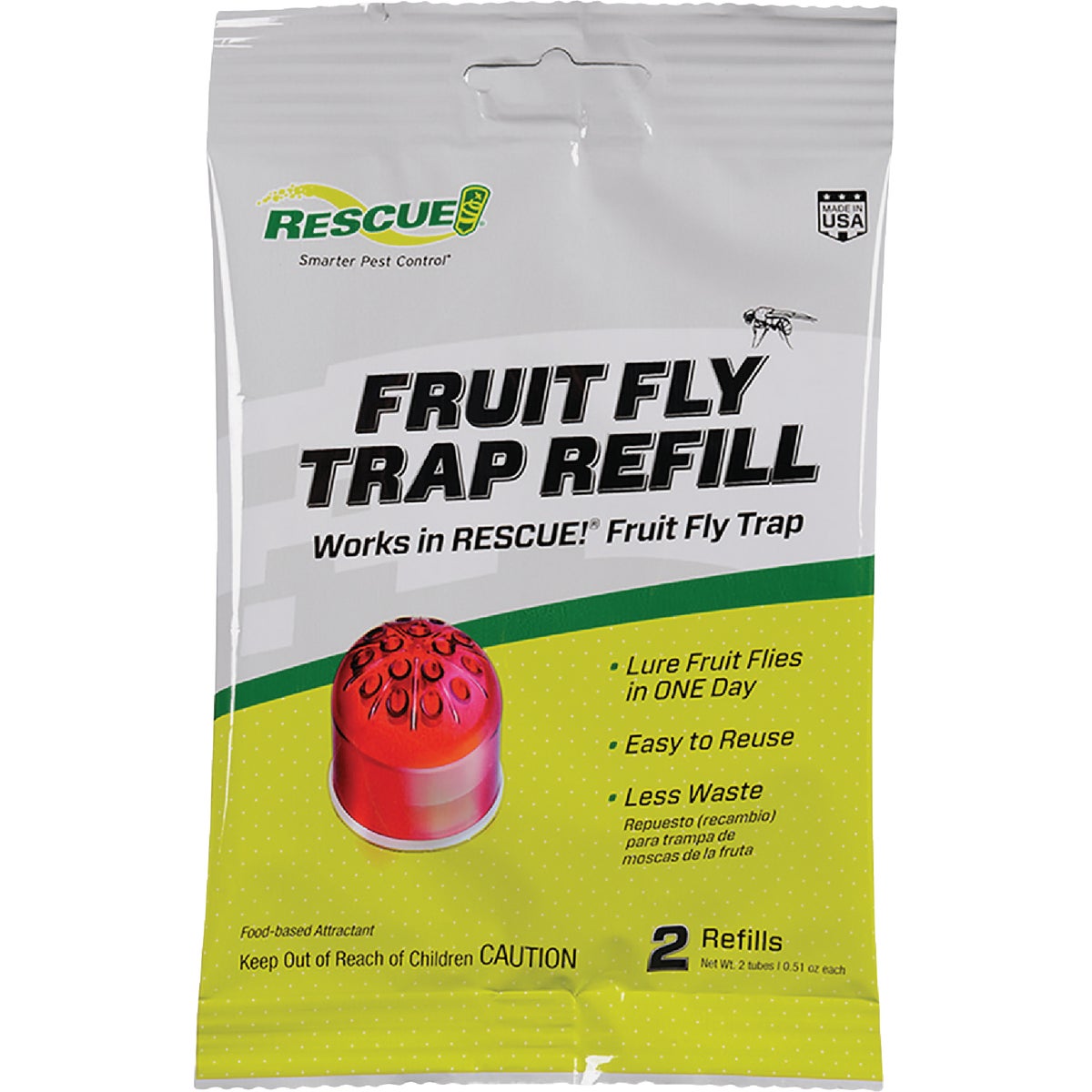 Item 703496, Rescue fruit fly trap attractant refill.