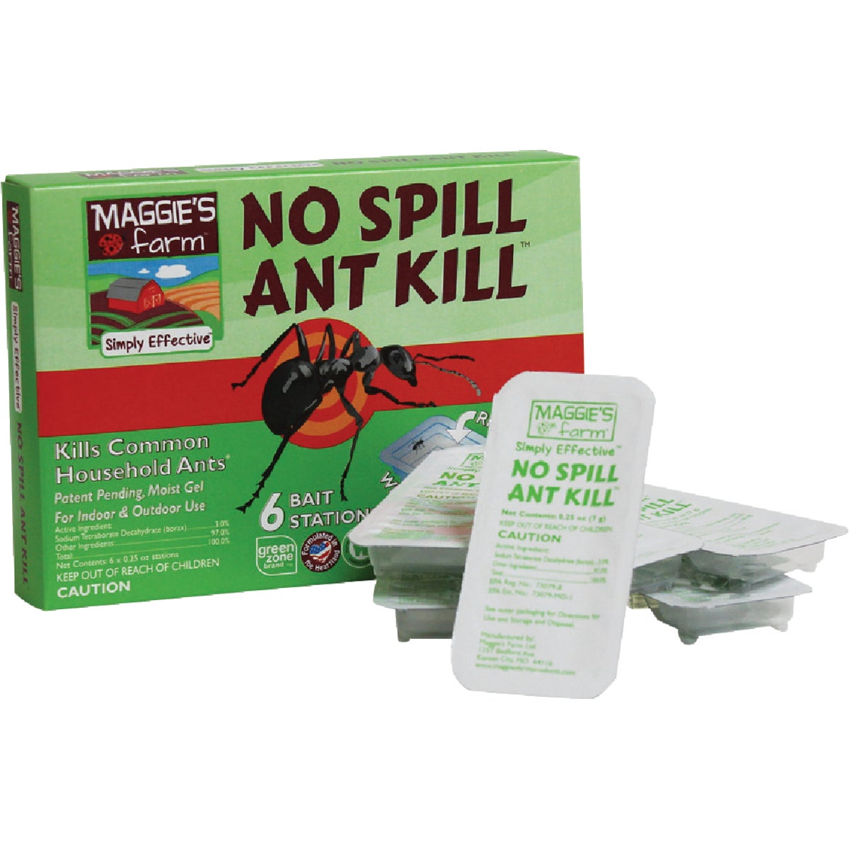 Item 704838, Ant bait station featuring a patent-pending, moist, borax sweet bait in a 