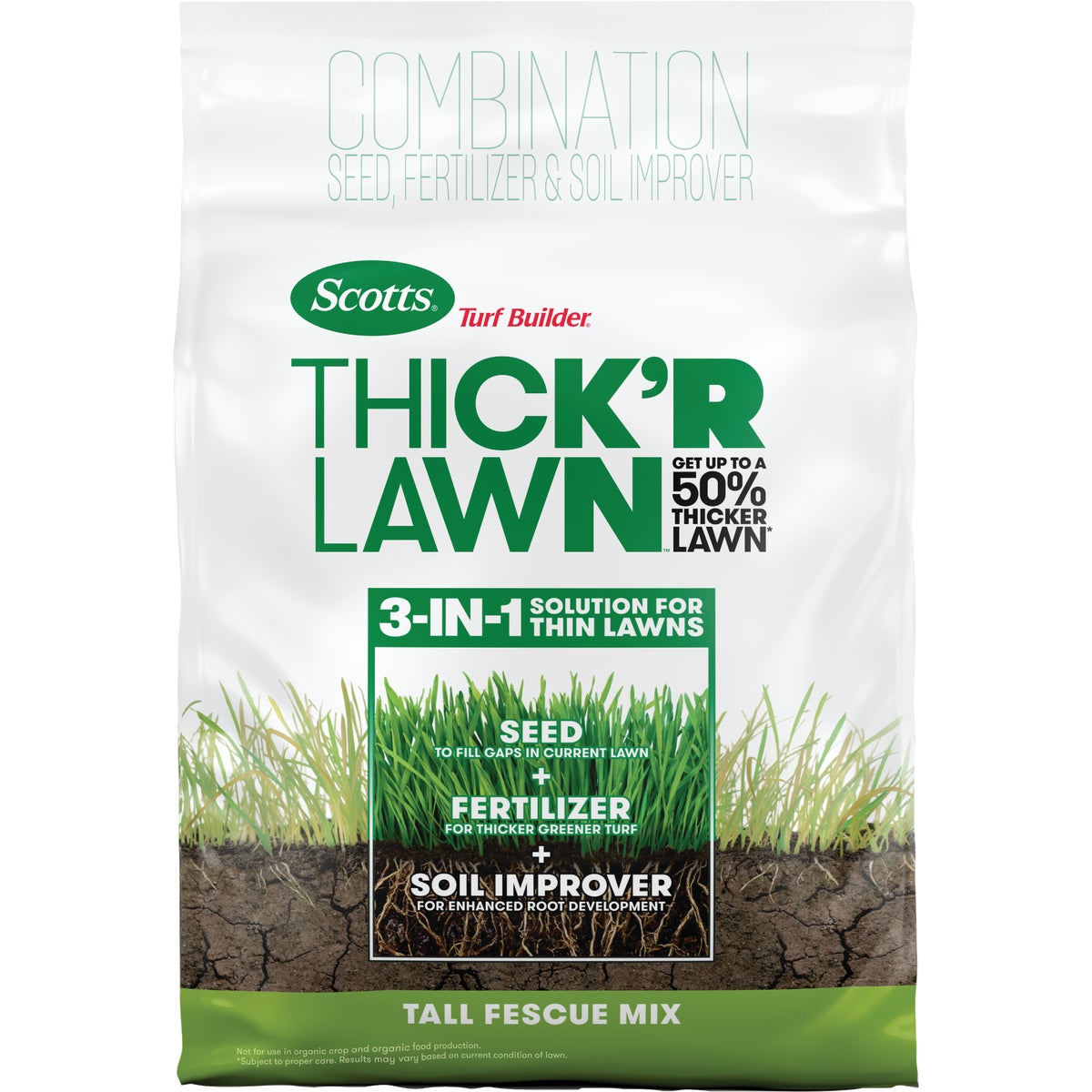 Item 705573, Grass seed that provides a 3-in-1 solution for thin lawns.