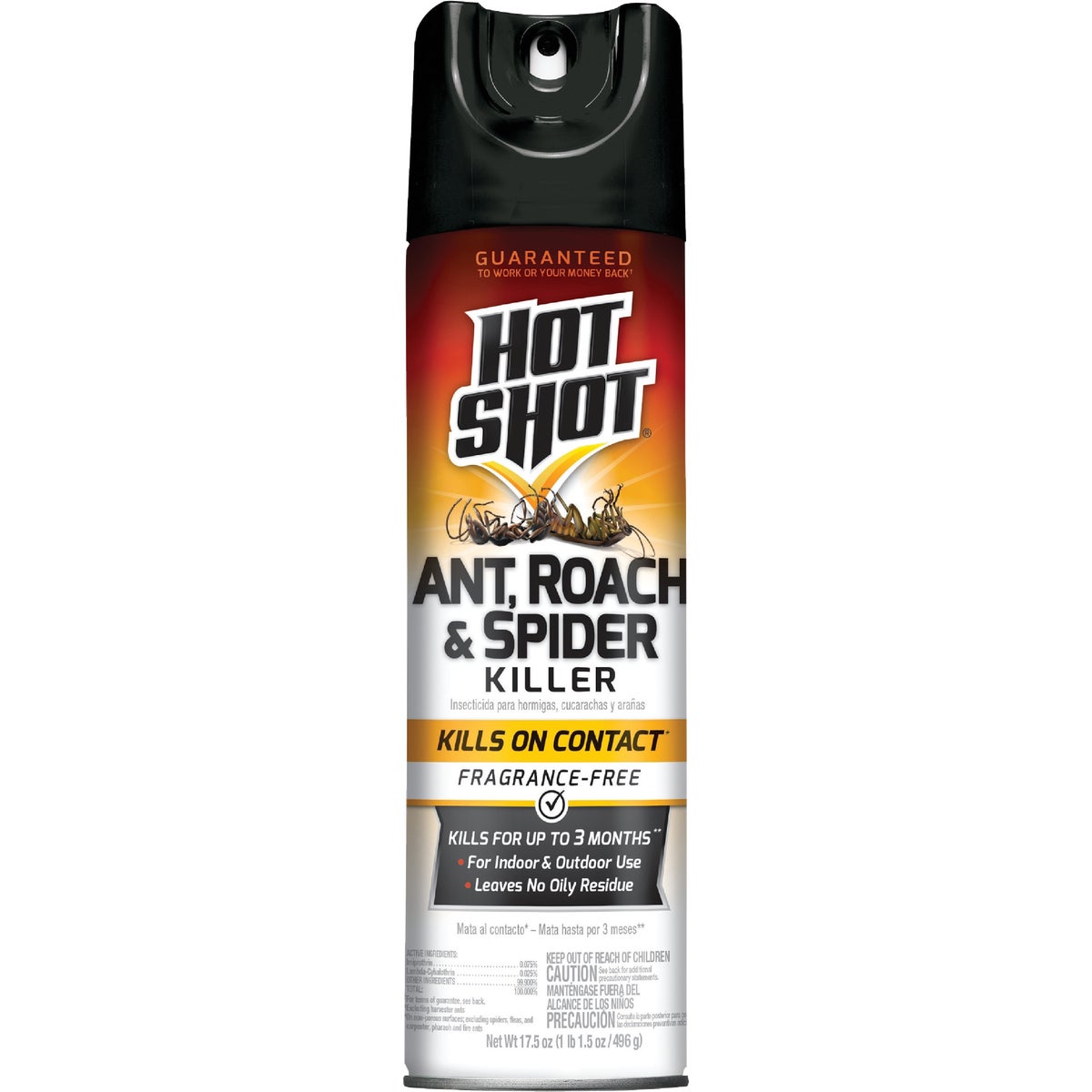 Item 705827, Aerosol spray ant, roach, and spider killer that kills on contact.