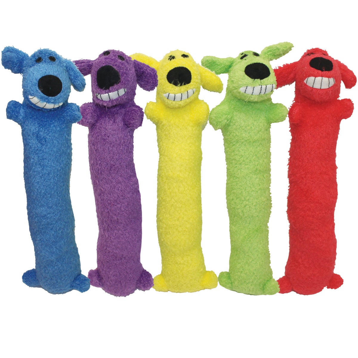 Item 706014, Loofa Dog plush and squeaky dog toy.