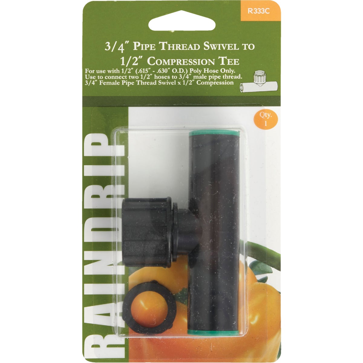 Item 710329, Drip irrigation swivel tee.