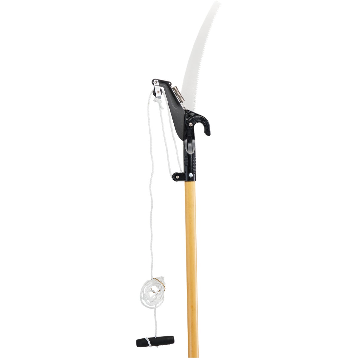 Item 710831, 8 Ft. pole tree pruner. 2 section wood handle.